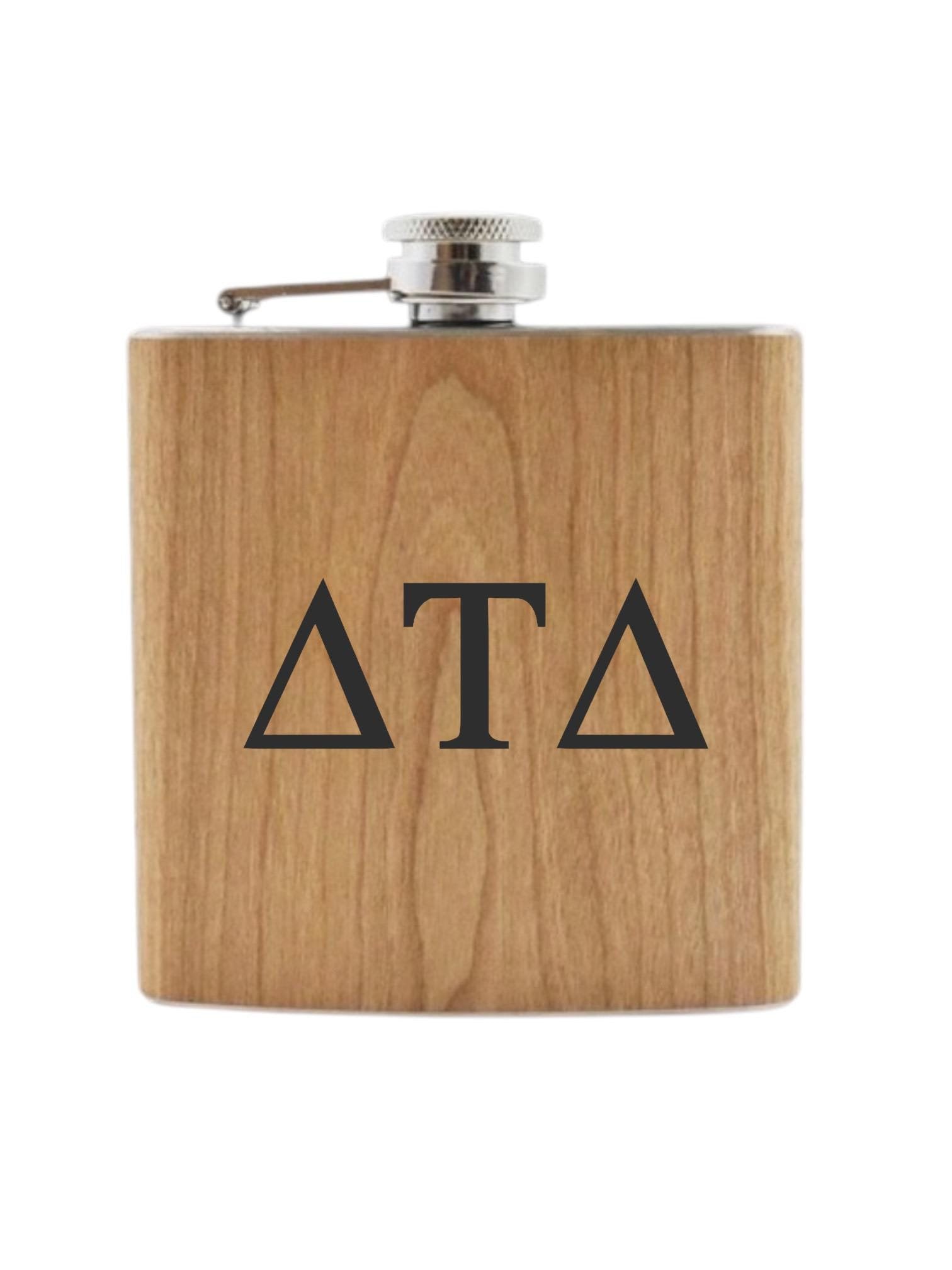 Custom Delta Tau Delta (Delt) Fraternity Wooden Flask| Greek Life| Fraternity| College Gift| Frat Formal|Officially Licensed Accessories