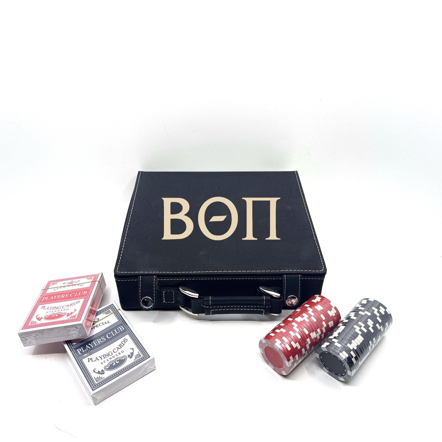 Kappa Beta Theta Pi (Beta) Fraternity Leather Poker Set| Fraternity Gift|College Gift| Cards, Chips, Dice| Officially Licensed Accessories