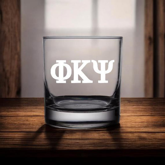 Custom Phi Kappa Psi (Phi Psi) Whiskey Glass| Greek Life 10.5 oz Glass | Fraternity Gifts| Alumni Gifts| Officially Licensed Accessories