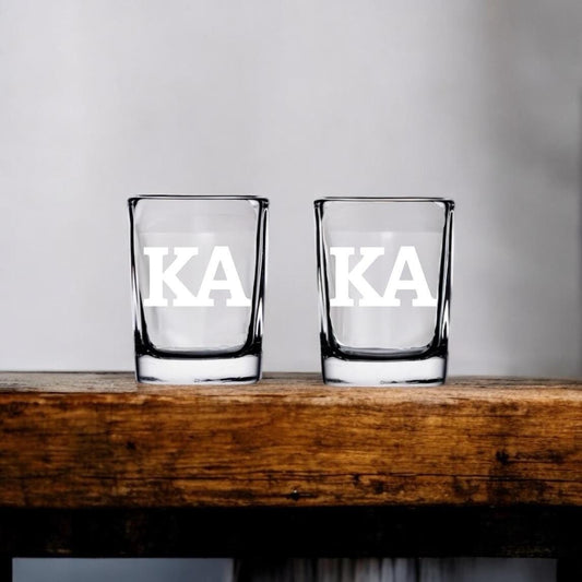 Custom Kappa Alpha Oder (KA) Shot Glasses| Greek Life 2 oz Glass | Fraternity Gifts| Alumni Gifts|College| Officially Licensed Accessories