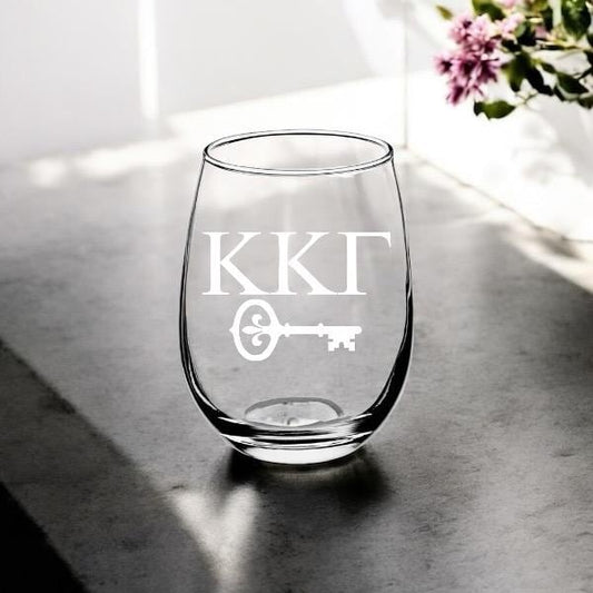 Custom Kappa Kappa Gamma Sorority Wine Glasses| Greek Life 15 oz Glass | Sorority Gifts| College Gifts| Officially Licensed Accessories