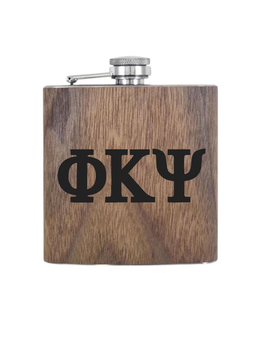 Custom Phi Kappa Psi (Phi Psi) Fraternity Wooden Flask| Greek Life| Fraternity Gifts| College| Frat Forma| Officially Licensed Accessories