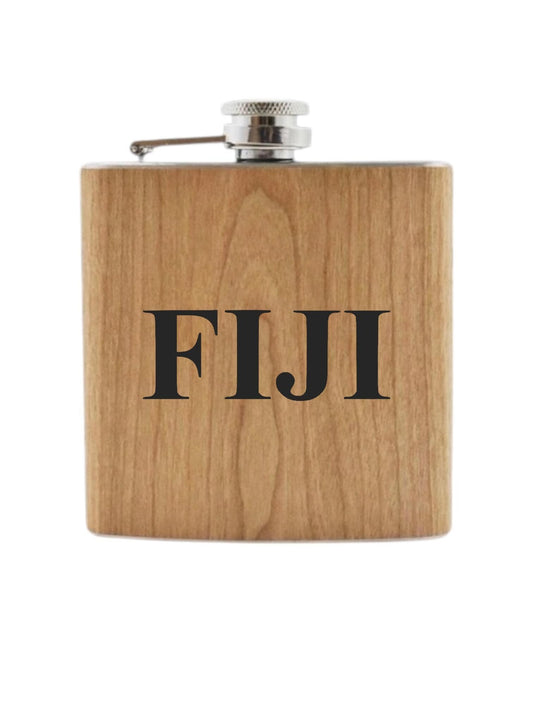 Custom Fiji Fraternity Wooden Flask| Greek Life| Fraternity Gifts| College| Frat Forma| Officially Licensed Accessories