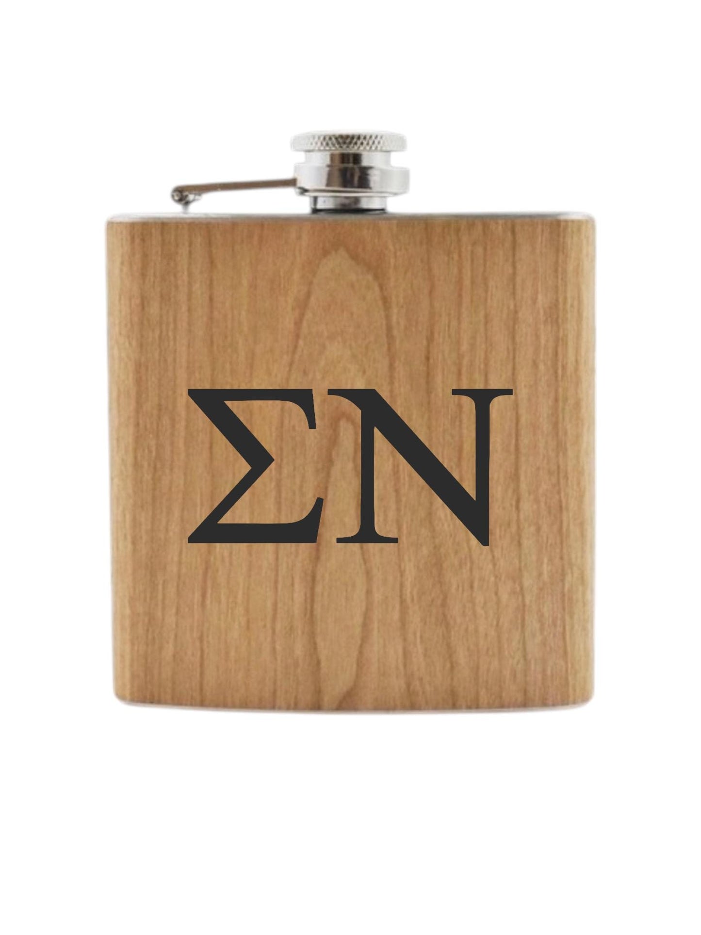 Custom Sigma Nu (Sig Nu) Fraternity Wooden Flask| Greek Life| Fraternity Gifts| College Flask| Frat Forma| Officially Licensed Accessories