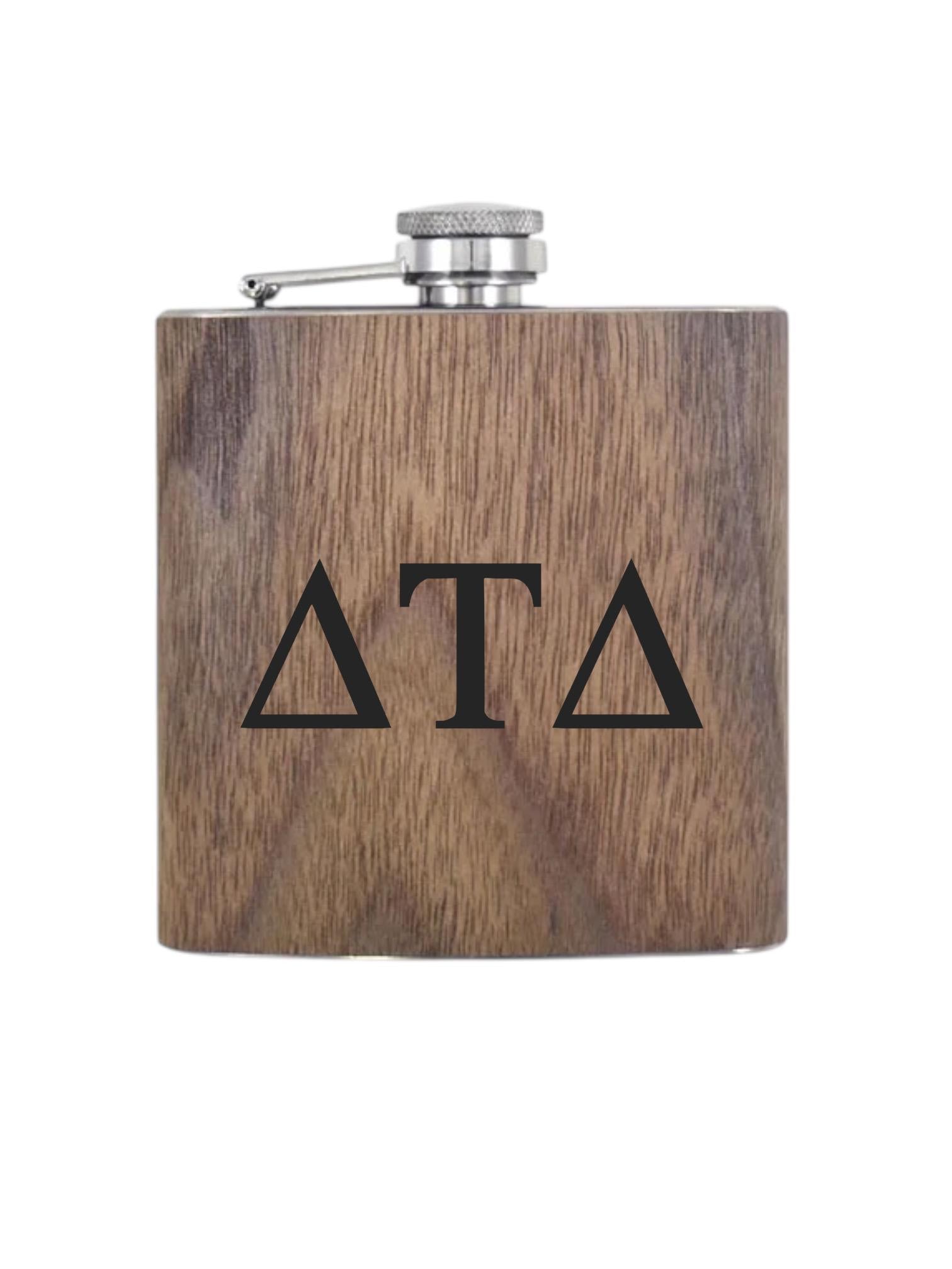 Custom Delta Tau Delta (Delt) Fraternity Wooden Flask| Greek Life| Fraternity| College Gift| Frat Formal|Officially Licensed Accessories