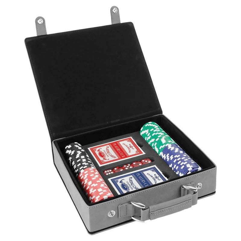 Delta Tau Delta (Delta) Fraternity Leather Poker Set| Fraternity & College Gifts| Cards, Chips, Dice| Officially Licensed Accessories