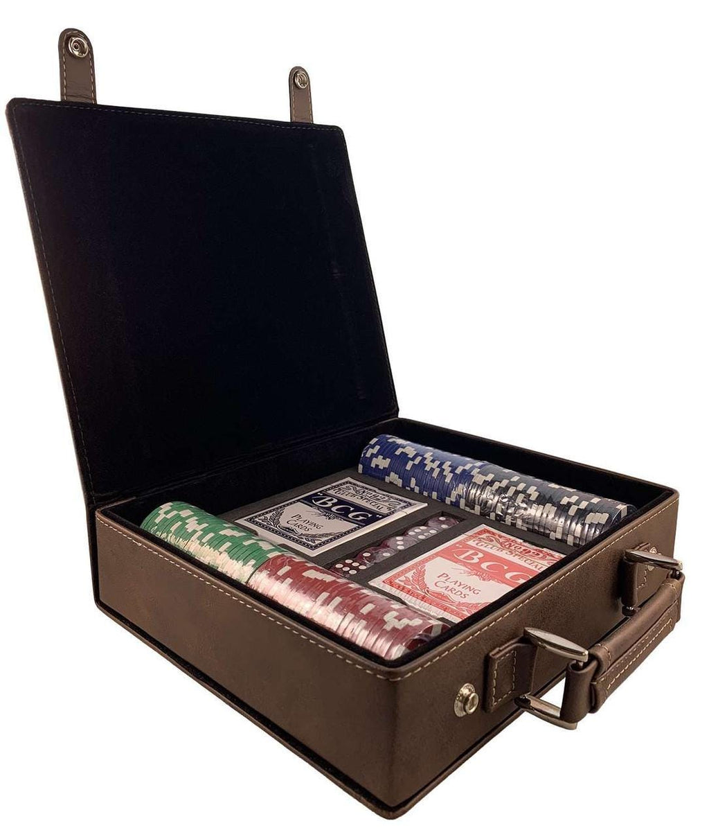 Sigma Alpha Epsilon (SAE) Fraternity Leather Poker Set| Fraternity & College Gifts| Cards, Chips, Dice| Officially Licensed Accessories