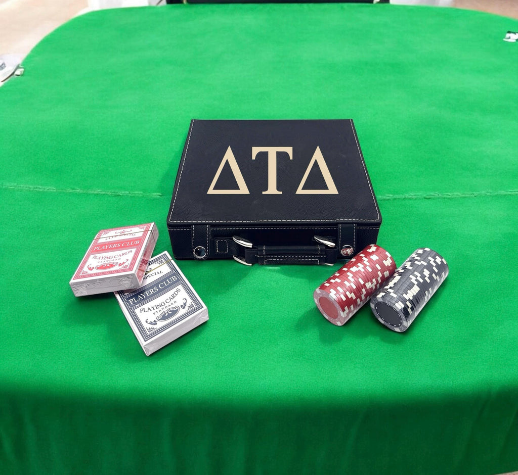 Delta Tau Delta (ΔΤΔ) Fraternity Leather Poker Set