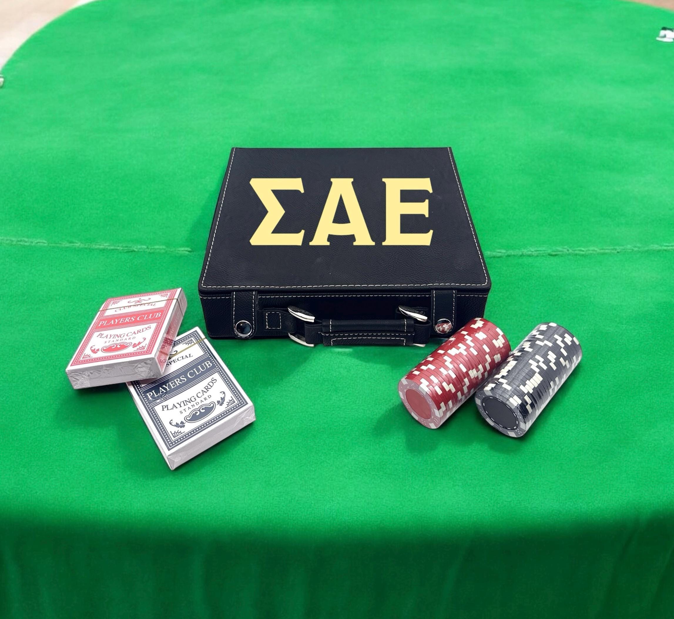 Sigma Alpha Epsilon (ΣΑΕ) Fraternity Leather Poker Set