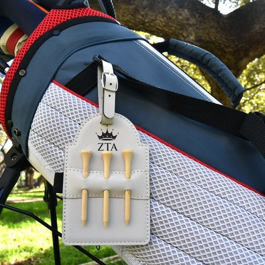 Luxury Leather Zeta Tau Alpha (ZTA) Golf Tee Holder